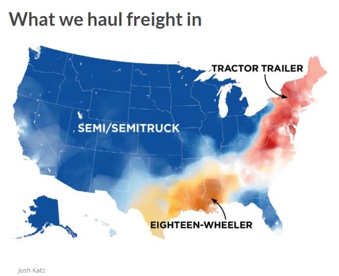 What Americans Haul Freight In: Truck Name Map Of The USA